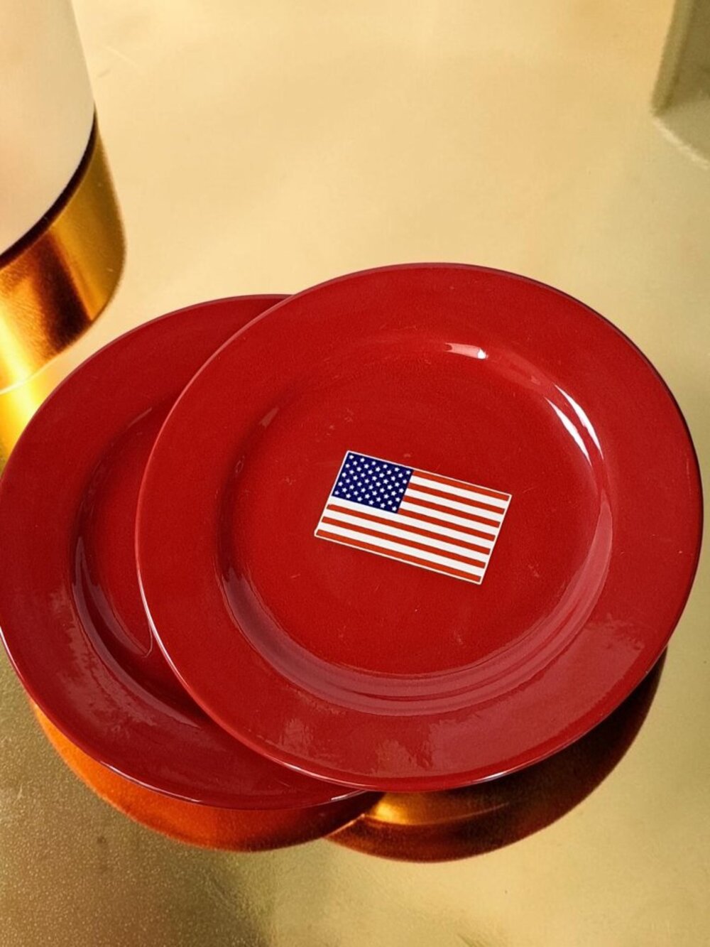 Waechtersbach Stars & Stripes Dinner Plate, 10.75" Red American Flag Set of Two